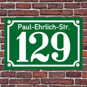 Hausnummer Hausnummernschild Hausschild Emaille Desgin alt, optional Befestigung