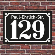 Hausnummer Hausnummernschild Hausschild Emaille Desgin alt, optional Befestigung