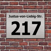 Hausnummer Hausnummernschild Hausschild in Edelstahl Look mit optl.Abstandhalter