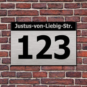 Hausnummer Hausnummernschild Hausschild in Edelstahl Look mit optl.Abstandhalter