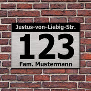 Hausnummer Hausnummernschild Hausschild in Edelstahl Look mit optl.Abstandhalter
