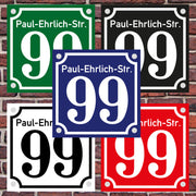 Hausnummer Hausnummernschild Hausschild in Emaille Design alt optl Abstandhalter