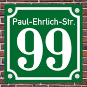 Hausnummer Hausnummernschild Hausschild in Emaille Design alt optl Abstandhalter