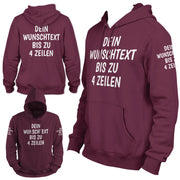 Hoodie mit Wunschtext personalisiert – Kapuzenpullover Unisex Herren Damen, Gesc