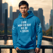 Hoodie mit Wunschtext personalisiert – Kapuzenpullover Unisex Herren Damen, Gesc