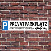 PRIVATPARKPLATZ SCHILD KENNZEICHEN PARKEN VERBOTEN ABGESCHLEPPT MIT ERDSTAB