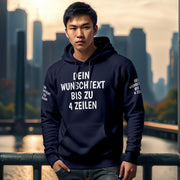 Hoodie mit Wunschtext personalisiert – Kapuzenpullover Unisex Herren Damen, Gesc