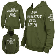 Hoodie mit Wunschtext personalisiert – Kapuzenpullover Unisex Herren Damen, Gesc