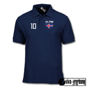 Island Iceland Polo-Shirt Herren Dame lustig mit Name und Zahl Fussball Geschenk
