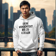 Hoodie mit Wunschtext personalisiert – Kapuzenpullover Unisex Herren Damen, Gesc