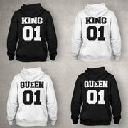 Pulli King Queen 01 Pärchen im SET Kapuzensweatshirt Wunschname & Nr. Sweatshirt