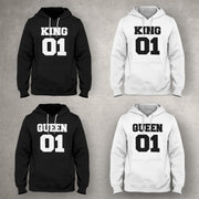 Pulli King Queen 01 Pärchen im SET Kapuzensweatshirt Wunschname & Nr. Sweatshirt