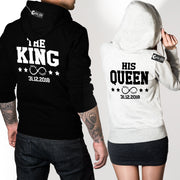 Personalisierte Hoodie mit Namen & Datum - King Queen Partner Pullover Geschenk