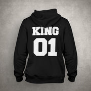 Pulli King Queen 01 Pärchen im SET Kapuzensweatshirt Wunschname & Nr. Sweatshirt