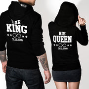 Personalisierte Hoodie mit Namen & Datum - King Queen Partner Pullover Geschenk