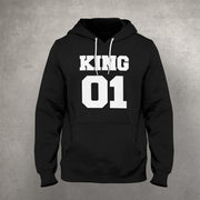 Pulli King Queen 01 Pärchen im SET Kapuzensweatshirt Wunschname & Nr. Sweatshirt