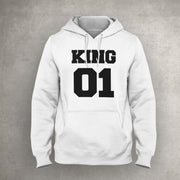 Pulli King Queen 01 Pärchen im SET Kapuzensweatshirt Wunschname & Nr. Sweatshirt