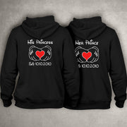 Her Prince His Princess mit Wunschdatum und Herz Partner Pulli Hoodie Sweatshirt