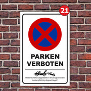 Parkplatzschild Parkverbot parken verboten Halteverbot Hinweisschild Parkplatz