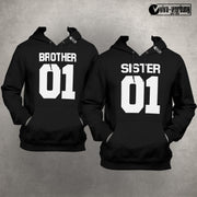 Personalisierte Geschwister Hoodies Sister 01 & Brother 01 Geschenk für Bruder &