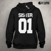 Personalisierte Geschwister Hoodies Sister 01 & Brother 01 Geschenk für Bruder &