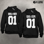 Personalisierte Geschwister Hoodies Sister 01 & Brother 01 Geschenk für Bruder &