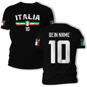 Italia T-Shirt mit Flagge Name Nummer für Herren und Damen Geschenkidee Italien