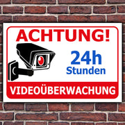 Schild Videoüberwachung Aufkleber Warnschild Hinweisschild  in 9 Sprachen Querf.