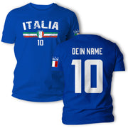 Italia T-Shirt mit Flagge Name Nummer für Herren und Damen Geschenkidee Italien