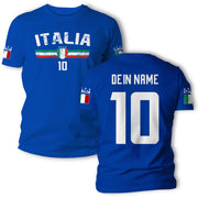 Italia T-Shirt mit Flagge Name Nummer für Herren und Damen Geschenkidee Italien