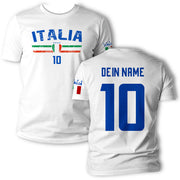 Italia T-Shirt mit Flagge Name Nummer für Herren und Damen Geschenkidee Italien