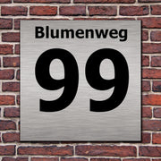 Hausnummer Hausnummernschild in Edelstahl Look Design opt. Abstandhalter, Befes.