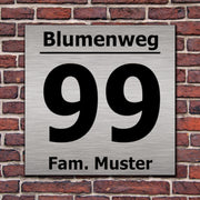 Hausnummer Hausnummernschild in Edelstahl Look Design opt. Abstandhalter, Befes.