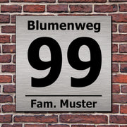 Hausnummer Hausnummernschild in Edelstahl Look Design opt. Abstandhalter, Befes.