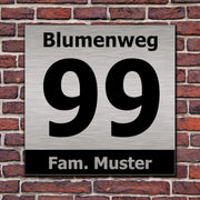 Hausnummer Hausnummernschild in Edelstahl Look Design opt. Abstandhalter, Befes.