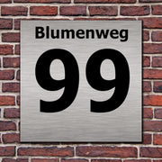Hausnummer Hausnummernschild in Edelstahl Look Design opt. Abstandhalter, Befes.