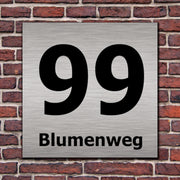 Hausnummer Hausnummernschild in Edelstahl Look Design opt. Abstandhalter, Befes.
