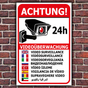 Schild Videoüberwachung Aufkleber Warnschild Hinweisschild  in 9 Sprachen Hochf.