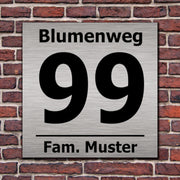 Hausnummer Hausnummernschild in Edelstahl Look Design opt. Abstandhalter, Befes.
