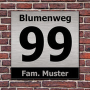 Hausnummer Hausnummernschild in Edelstahl Look Design opt. Abstandhalter, Befes.