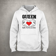 King 01 Queen 01 mit Wunschdatum Herz im SET Sweatshirt Pulli Geschenk Valentine