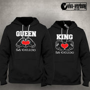 King 01 Queen 01 mit Wunschdatum Herz im SET Sweatshirt Pulli Geschenk Valentine