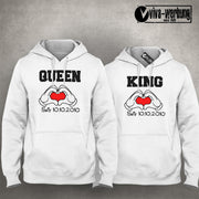 King 01 Queen 01 mit Wunschdatum Herz im SET Sweatshirt Pulli Geschenk Valentine