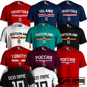 Poloshirt Polohemd Trikot EM WM Fußball Fan Polo-Tshirt Name & Zahl Europameist.