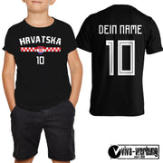 Hrvatska WM Kinder T-Shirt Trikot Shirt mit Wunschname + Zahl Kroatien Geschenk
