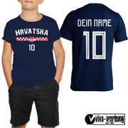 Hrvatska WM Kinder T-Shirt Trikot Shirt mit Wunschname + Zahl Kroatien Geschenk