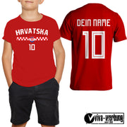 Hrvatska WM Kinder T-Shirt Trikot Shirt mit Wunschname + Zahl Kroatien Geschenk