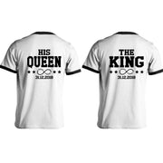 The King His Queen T-Shirt mit Datum infinity mit Namen Pärchen Geschenk im Set