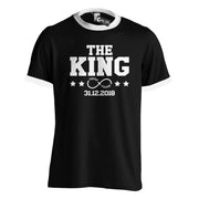 The King His Queen T-Shirt mit Datum infinity mit Namen Pärchen Geschenk im Set