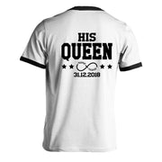 The King His Queen T-Shirt mit Datum infinity mit Namen Pärchen Geschenk im Set